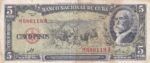 CRBX1368 BILLETE CUBA 5 PESOS 1960 MBC