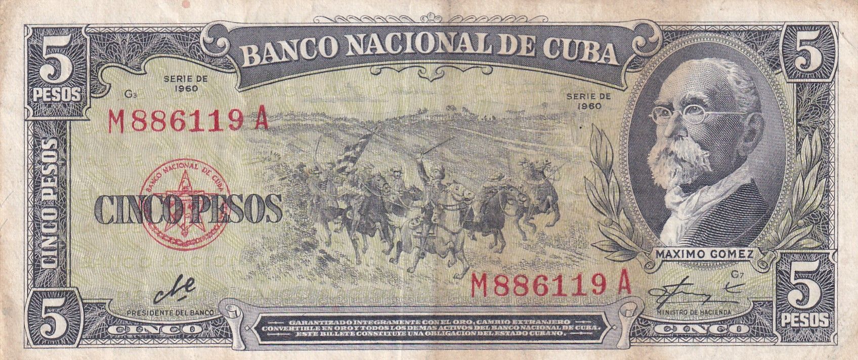 imagen-13-26121.jpg CRBX1368 BILLETE CUBA 5 PESOS 1960 MBC - Imagen 1