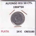 CRE5180 MONEDA ESPAÑA ALFONSO XIII 50 CENTIMOS 1904*04 PLATA