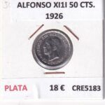 CRE5183 MONEDA ESPAÑA ALFONSO XII 50 CENTIMOS 1926 PLATA