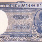 CRBX1388 BILLETE CHILE 5 PESOS CON DOBLEZ EBC