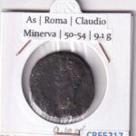 CRE5217 MONEDA ROMANA AS ROMA CLAUDIO MINERVA BRONCE