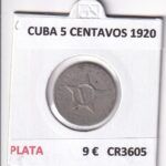 CR3605 MONEDA CUBA 5 CENTAVOS 1920 PLATA