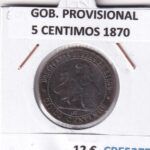 CRE5277 MONEDA ESPAÑA GOBIERNO PROVISIONAL 5 CENTIMOS 1870