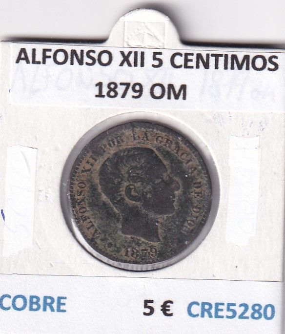 imagen-13-26483.jpg CRE5280 MONEDA ESPAÑA ALFONSO XII 5 CENTIMOS 1879 OM COBRE - Imagen 1