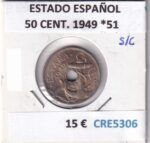 CRE5306 MONEDA ESPAÑA ESTADO ESPAÑOL 50 CENTIMOS 1949 *51 SIN CIRCULAR
