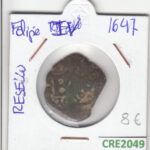 CRE2049 MONEDA  ESPAÑA FELIPE IV RESELLO 1647 MC