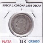 CR3650 MONEDA SUECIA 1 CORONA 1903 OSCAR II PLATA