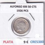 CRE5380 MONEDA ESPAÑA ALFONSO XIII 50 CTS 1926 PCS PLATA