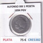 CRE5382 MONEDA ESPAÑA ALFONSO XIII 1 PESETA 1894 PGV PLATA