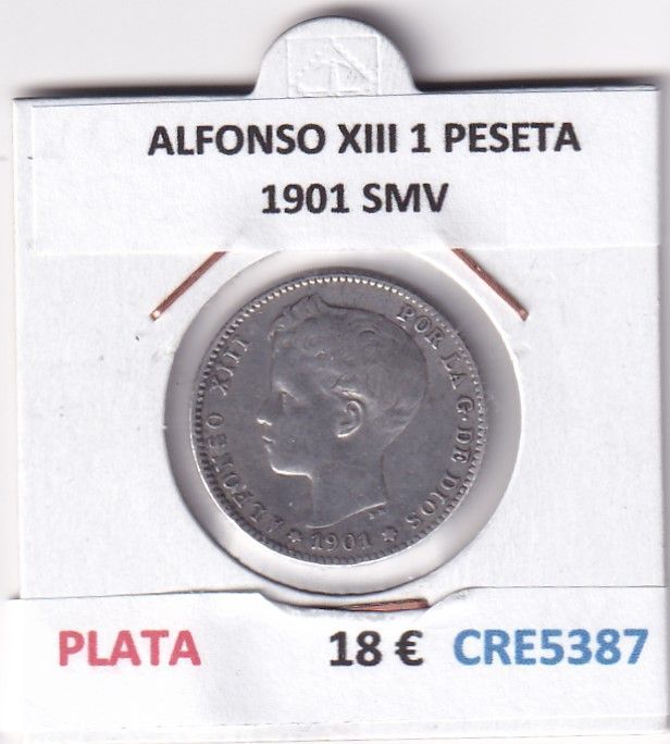 imagen-13-26690.jpg CRE5387 MONEDA ESPAÑA ALFONSO XIII 1 PESETA 1901 SMV PLATA - Imagen 1