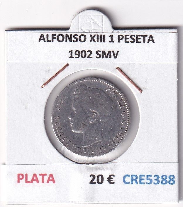 imagen-13-26691.jpg CRE5388 MONEDA ESPAÑA ALFONSO XIII 1 PESETA 1902 SMV PLATA - Imagen 1