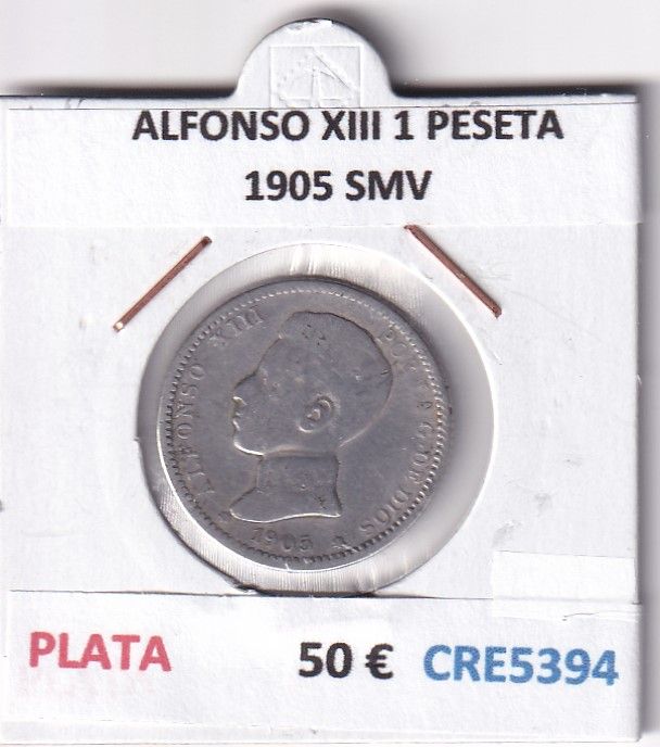 imagen-13-26697.jpg CRE5394 MONEDA ESPAÑA ALFONSO XIII 1 PESETA 1905 SMV PLATA - Imagen 1