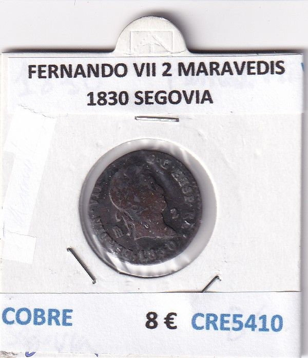 imagen-13-26749.jpg CRE5410 MONEDA ESPAÑA FERNANDO VII 2 MARAVEDIS 1830 SEGOVIA - Imagen 1