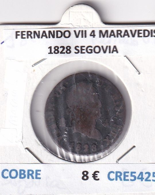imagen-13-26764.jpg CRE5425 MONEDA ESPAÑA FERNANDO VII 4 MARAVEDIS 1828 SEGOVIA - Imagen 1