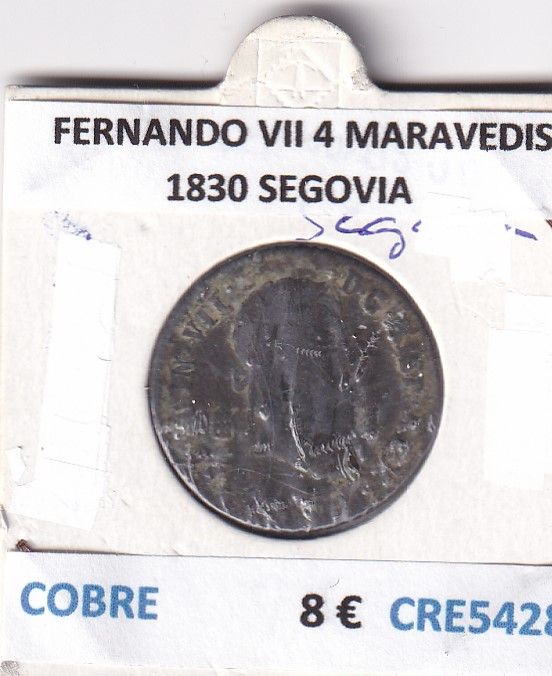 imagen-13-26767.jpg CRE5428 MONEDA ESPAÑA FERNANDO VII 4 MARAVEDIS 1830 SEGOVIA - Imagen 1