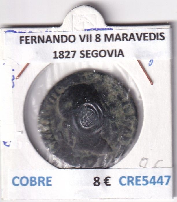 imagen-13-26786.jpg CRE5447 MONEDA ESPAÑA FERNANDO VII 8 MARAVEDIS 1827 SEGOVIA - Imagen 1