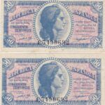 CRBS2310 PAREJA CORRELATIVA BILLETES ESPAÑA 50 CENTIMOS 1937 S/C Y S/C-