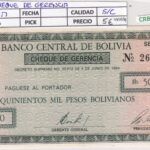 CRBX1475 BILLETE BOLIVIA CHEQUE DE GERENCIA 1984 500000 BOLIVIANOS SIN CIRCULAR