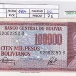 CRBX1481 BILLETE BOLIVIA 100000 BOLVIANOS 1984 SIN CIRCULAR