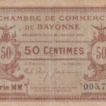 CRBX1454 BILLETE FRANCIA BAYONNE 50 CENTIMOS USADO