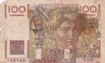 CRBX1468 BILLETE FRANCIA 100 FRANCOS 1952 USADO CON ROTURAS