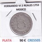 CRE5505 MONEDA ESPAÑA FERNANDO VI 2 REALES 1753 MEXICO PLATA