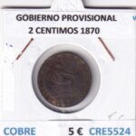 CRE5524 MONEDA ESPAÑA GOBIERNO PROVISIONAL 2 CENTIMOS 1870 COBRE