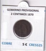 CRE5525 MONEDA ESPAÑA GOBIERNO PROVISIONAL 2 CENTIMOS 1870 COBRE