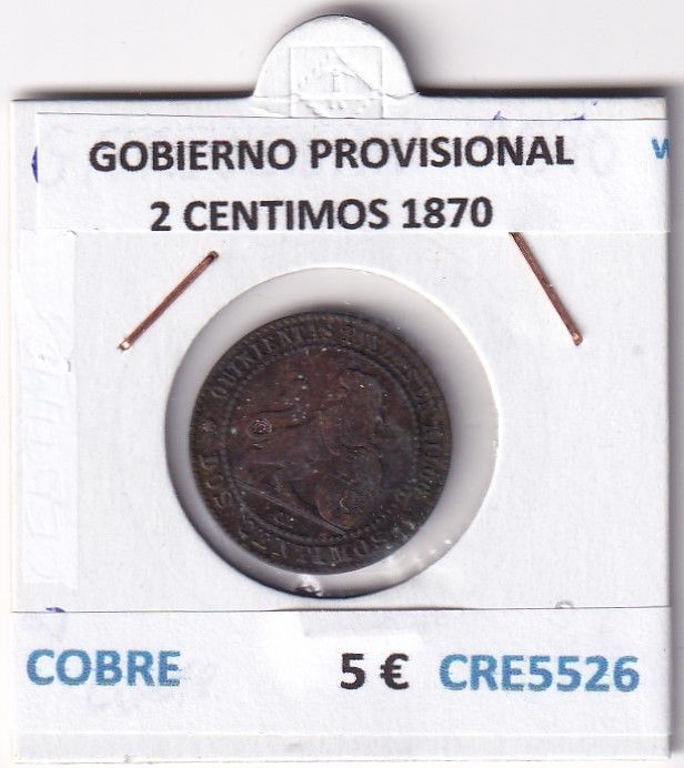 imagen-13-26968.jpg CRE5526 MONEDA ESPAÑA GOBIERNO PROVISIONAL 2 CENTIMOS 1870 COBRE - Imagen 1