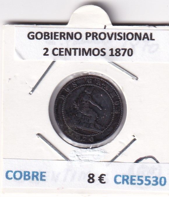 imagen-13-26972.jpg CRE5530 MONEDA ESPAÑA GOBIERNO PROVISIONAL 2 CENTIMOS 1870 COBRE - Imagen 1