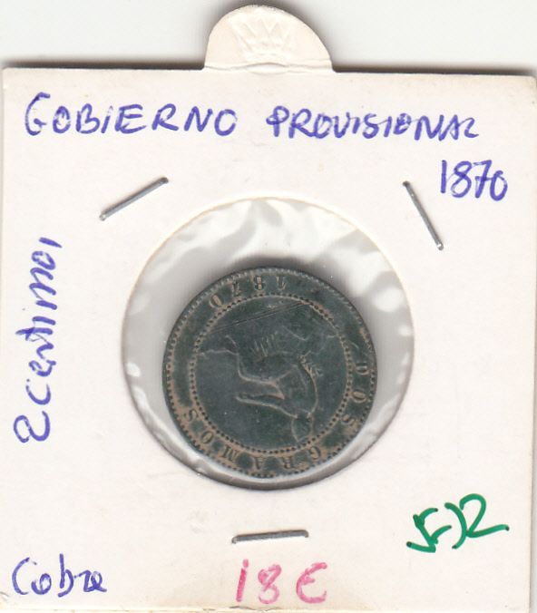 imagen-13-26987.jpg CRE0572 MONEDA ESPAÑA GOBIERNO PROVISIONAL 2 CENTIMOS 1870 - Imagen 1