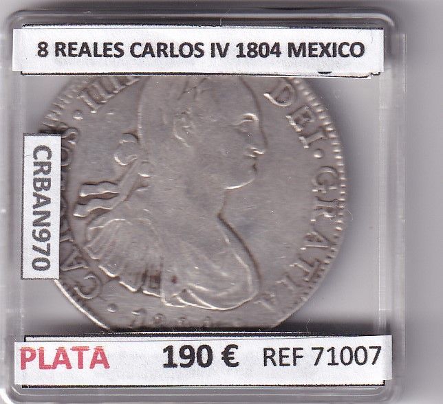 imagen-13-27010.jpg CRBAN970 MONEDA ESPAÑA 8 REALES CARLOS IV 1804 MEXICO - Imagen 1