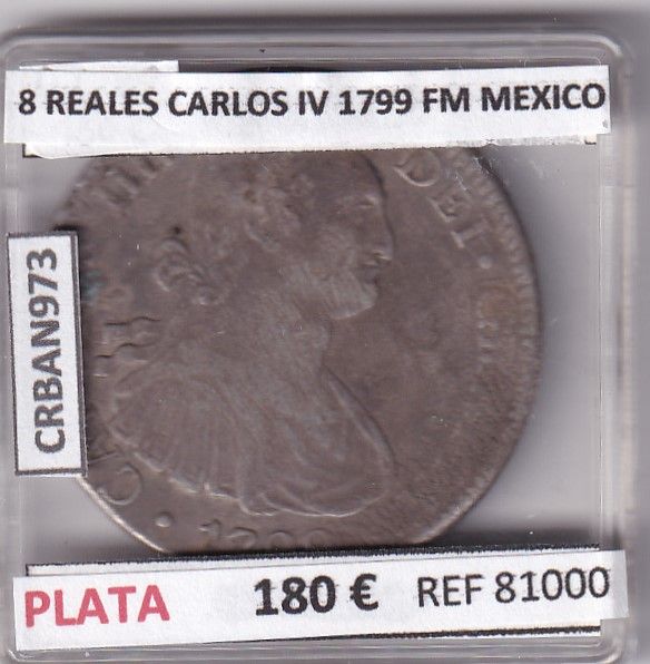 imagen-13-27013.jpg CRBAN973 MONEDA ESPAÑA 8 REALES CARLOS IV 1799 FM MEXICO - Imagen 1
