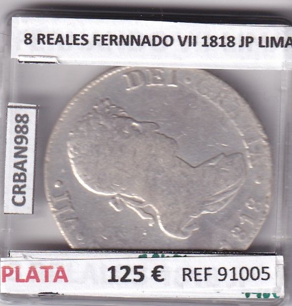 imagen-13-27028.jpg CRBAN988 MONEDA ESPAÑA 8 REALES FERNANDO VII 1818 JP LIMA - Imagen 1