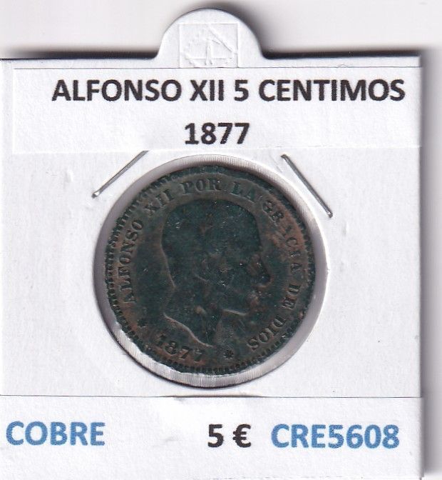 imagen-13-27165.jpg CRE5608 MONEDA ESPAÑA ALFONSO XII 5 CENTIMOS 1877 COBRE - Imagen 1
