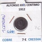 CRE5566 MONEDA ESPAÑA ALFONSO XIII 1 CENTIMO 1912 COBRE