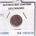 CRE5578 MONEDA ESPAÑA ALFONSO XIII 1 CENTIMO 1912 MADRID COBRE