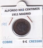 CRE5588 MONEDA ESPAÑA ALFONSO XIII 2 CENTIMOS 1911 MADRID COBRE