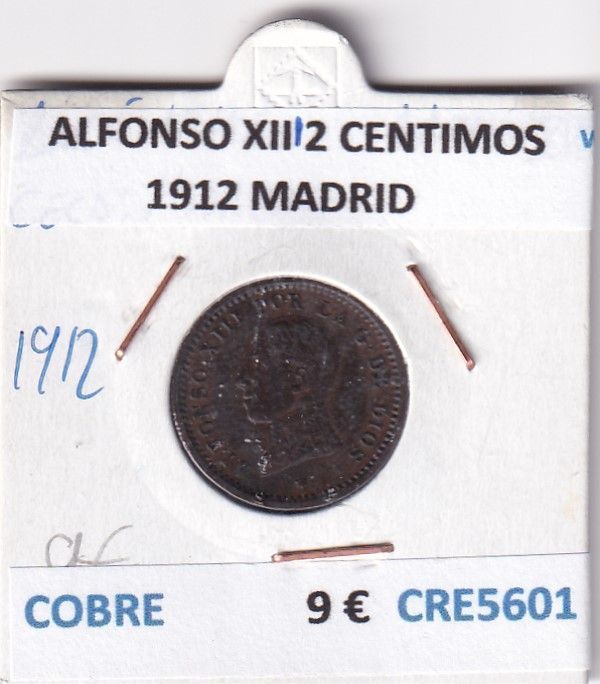 imagen-13-27229.jpg CRE5601 MONEDA ESPAÑA ALFONSO XIII 2 CENTIMOS 1912 MADRID COBRE - Imagen 1