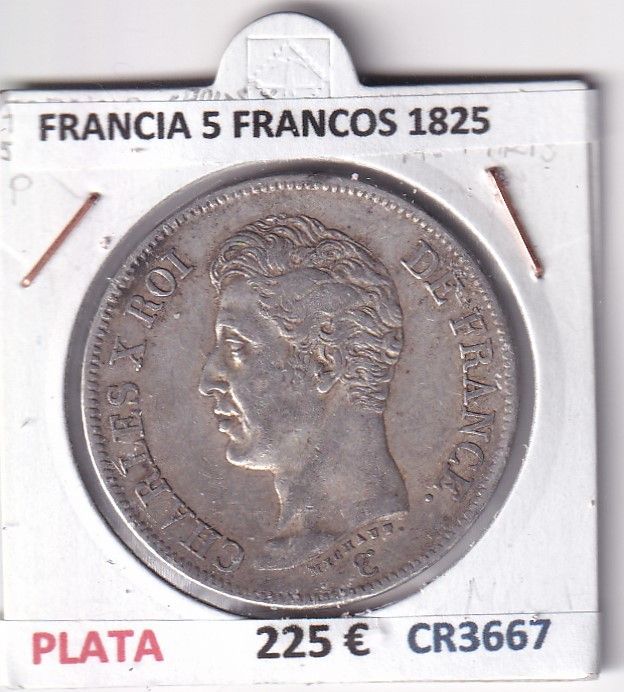 imagen-13-27262.jpg CR3667 MONEDA FRANCIA 5 FRANCOS 1825 CARLOS X PARIS PLATA - Imagen 1