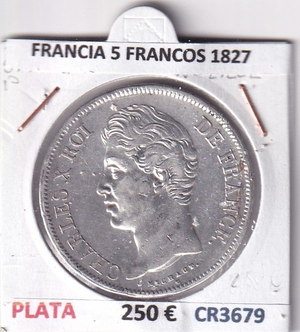 imagen-13-27274.jpg CR3679 MONEDA FRANCIA 5 FRANCOS 1827 CARLOS X LILLE PLATA - Imagen 1
