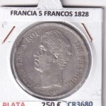 CR3680 MONEDA FRANCIA 5 FRANCOS 1828 CARLOS X LILLE PLATA
