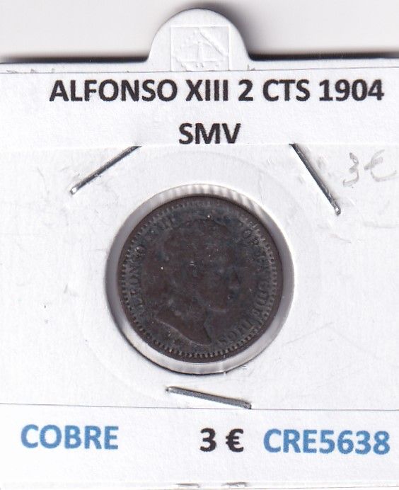 imagen-13-27318.jpg CRE5638 MONEDA ESPAÑA ALFONSO XIII 2 CENTIMOS 1904 SMV COBRE - Imagen 1