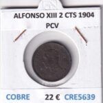 CRE5639 MONEDA ESPAÑA ALFONSO XIII 2 CENTIMOS 1904 PCV COBRE