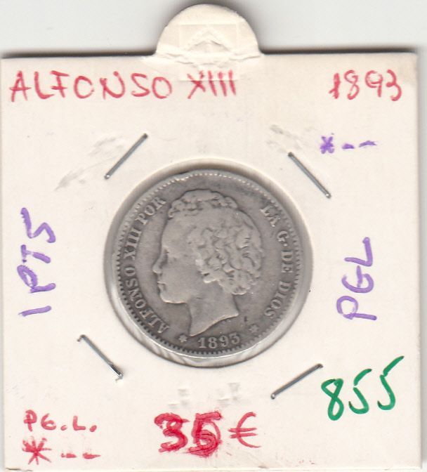 imagen-13-27405.jpg CRE0855 MONEDA ESPAÑA ALFONSO XIII PLATA 1 PESETA 1893 PGL PLATA - Imagen 1