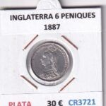 CR3721 MONEDA INGLATERRA 6 PENIQUES 1887 PLATA