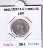 CR3721 MONEDA INGLATERRA 6 PENIQUES 1887 PLATA