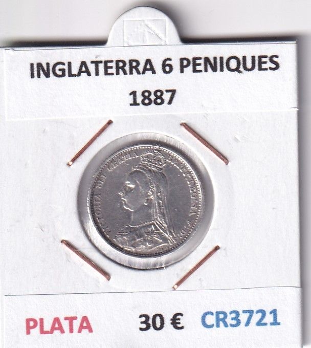 imagen-13-27545.jpg CR3721 MONEDA INGLATERRA 6 PENIQUES 1887 PLATA - Imagen 1