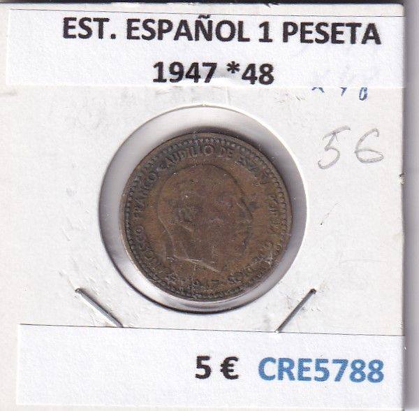 imagen-13-27677.jpg CRE5788 MONEDA ESTADO ESPAÑOL 1 PESETA 1947 *48 - Imagen 1